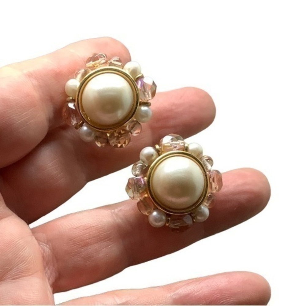 Napier Gold‑Tone Faux Pearl Clip‑On Earrings